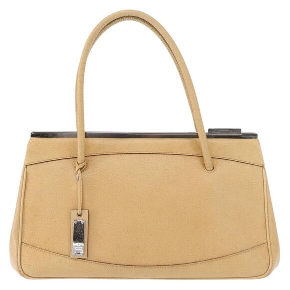 Gucci Handbags - Gucci Vintage Handbag Leather Beige Leather Handbag